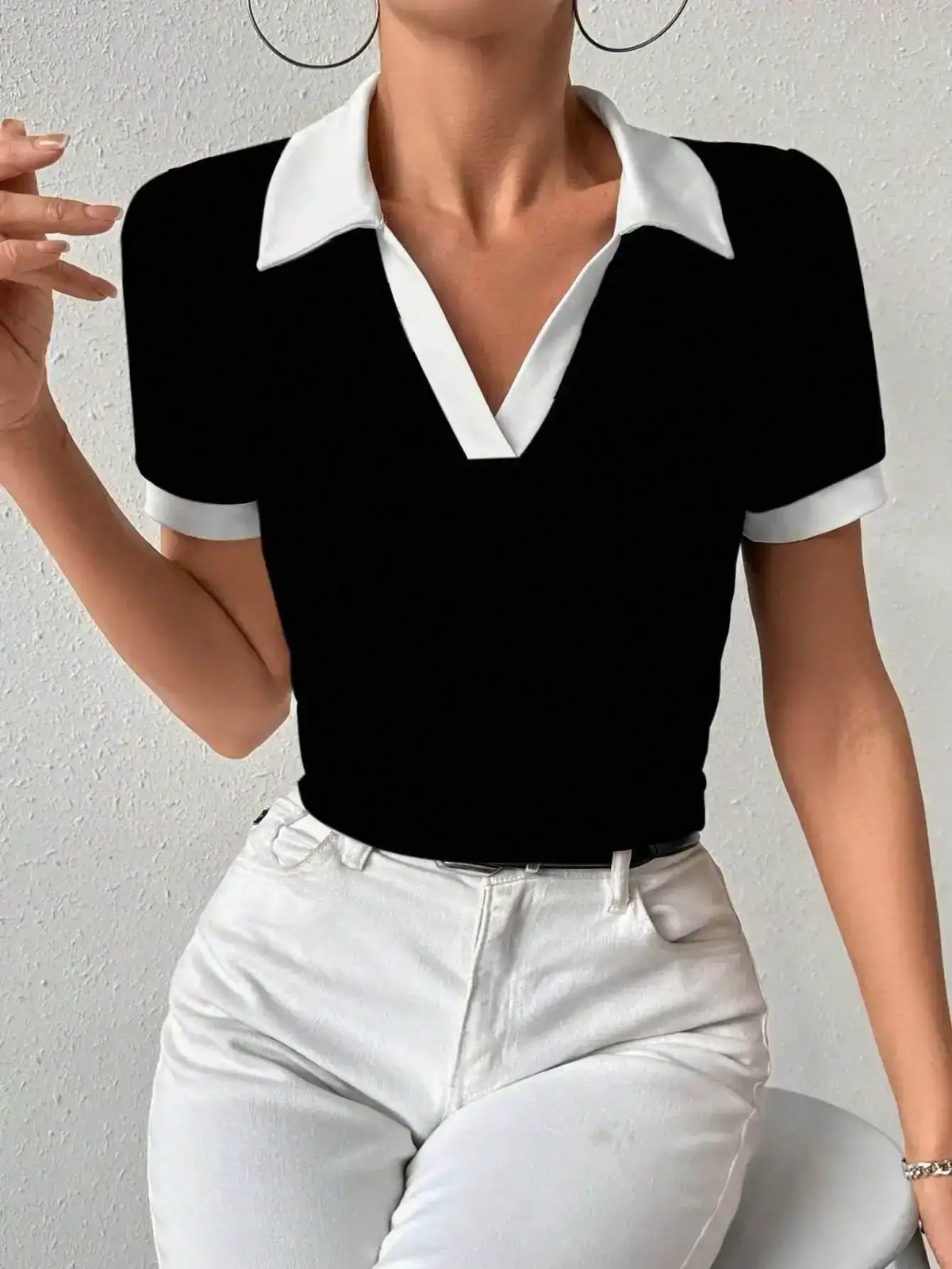LT1K Essential Contrast Tape Polo Slim T-Shirt.
