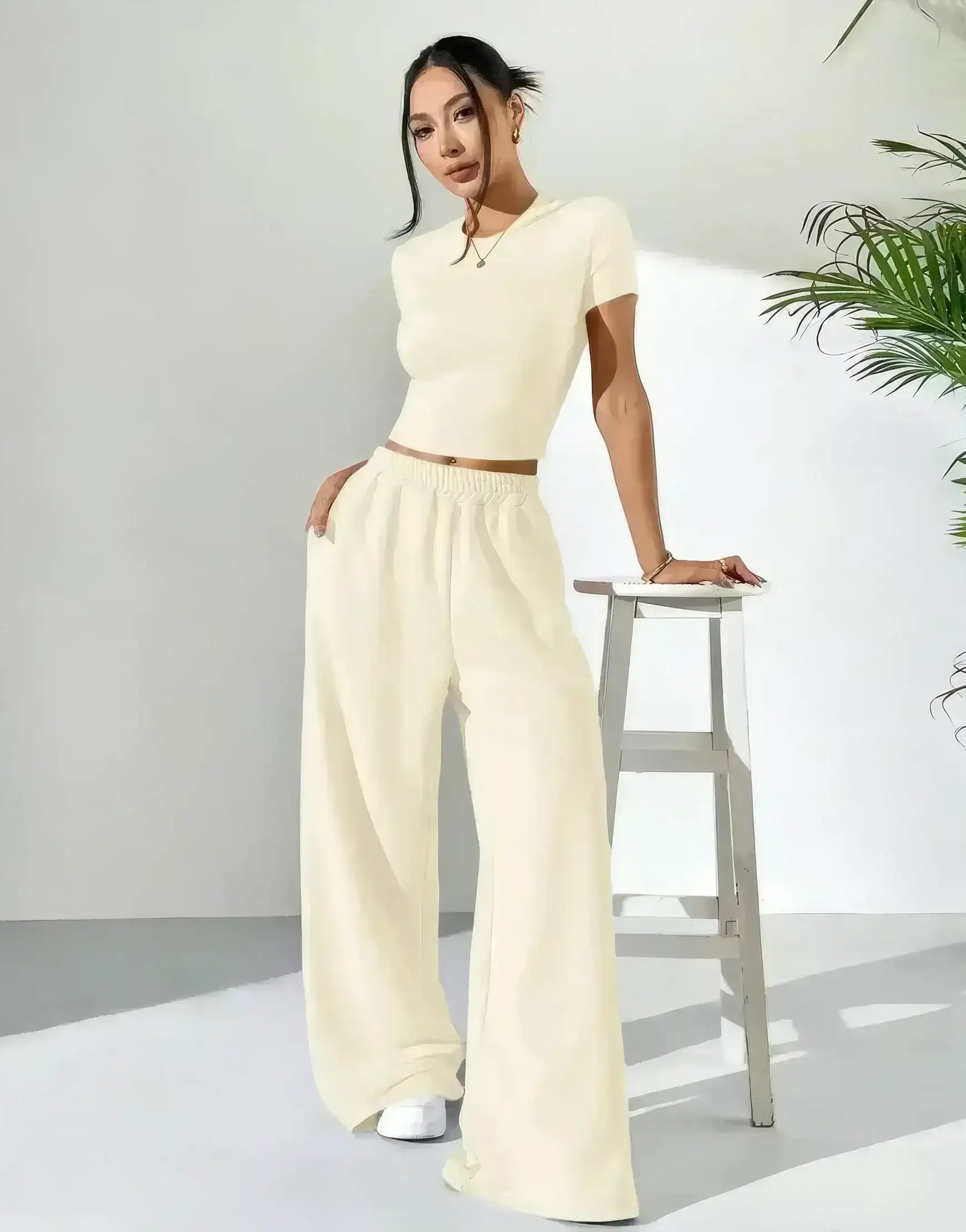 LT1K Fix Belt Wide-Leg Trouser.(Perfect For All Season)
