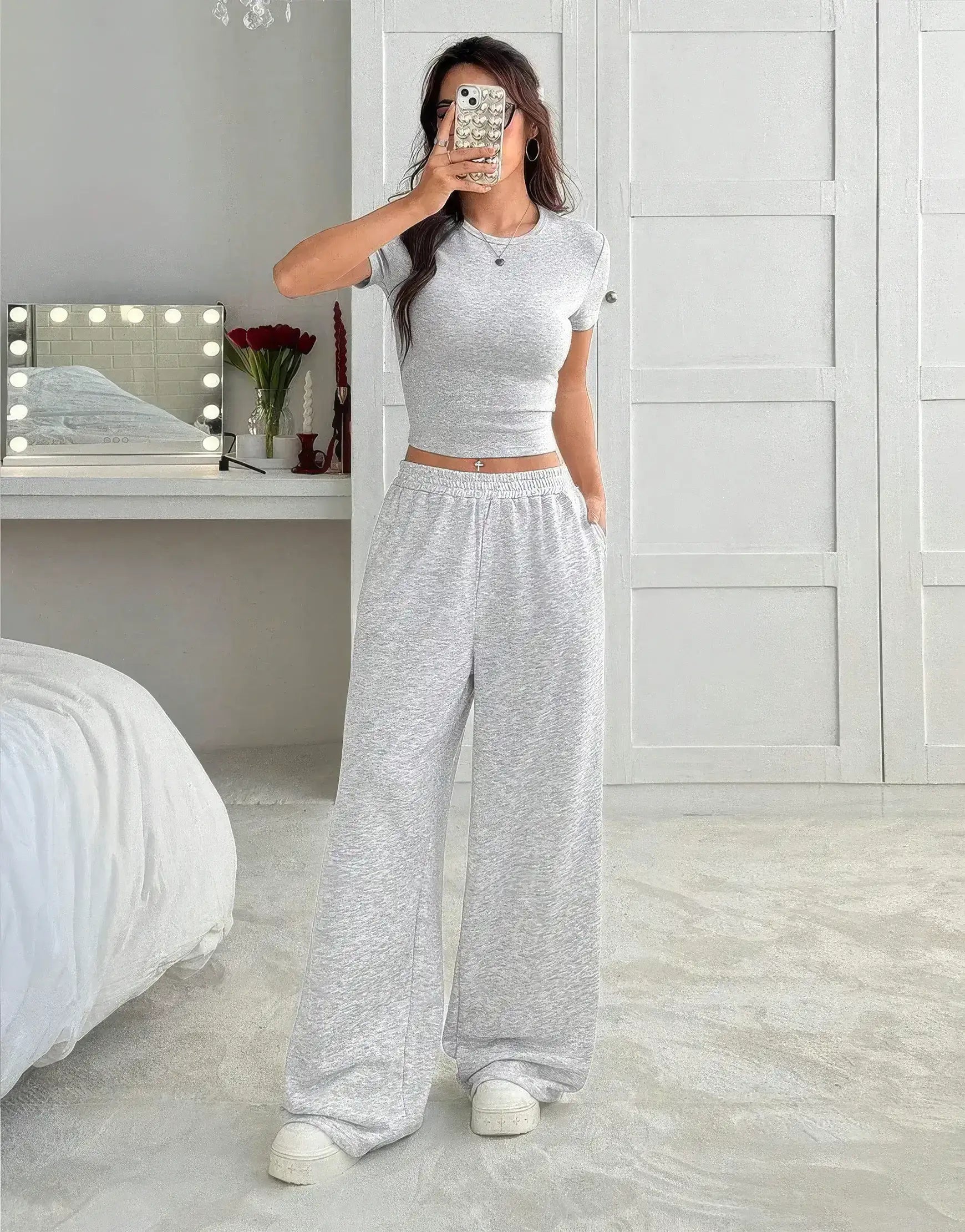 LT1K Fix Belt Wide-Leg Trouser.(Perfect For All Season)