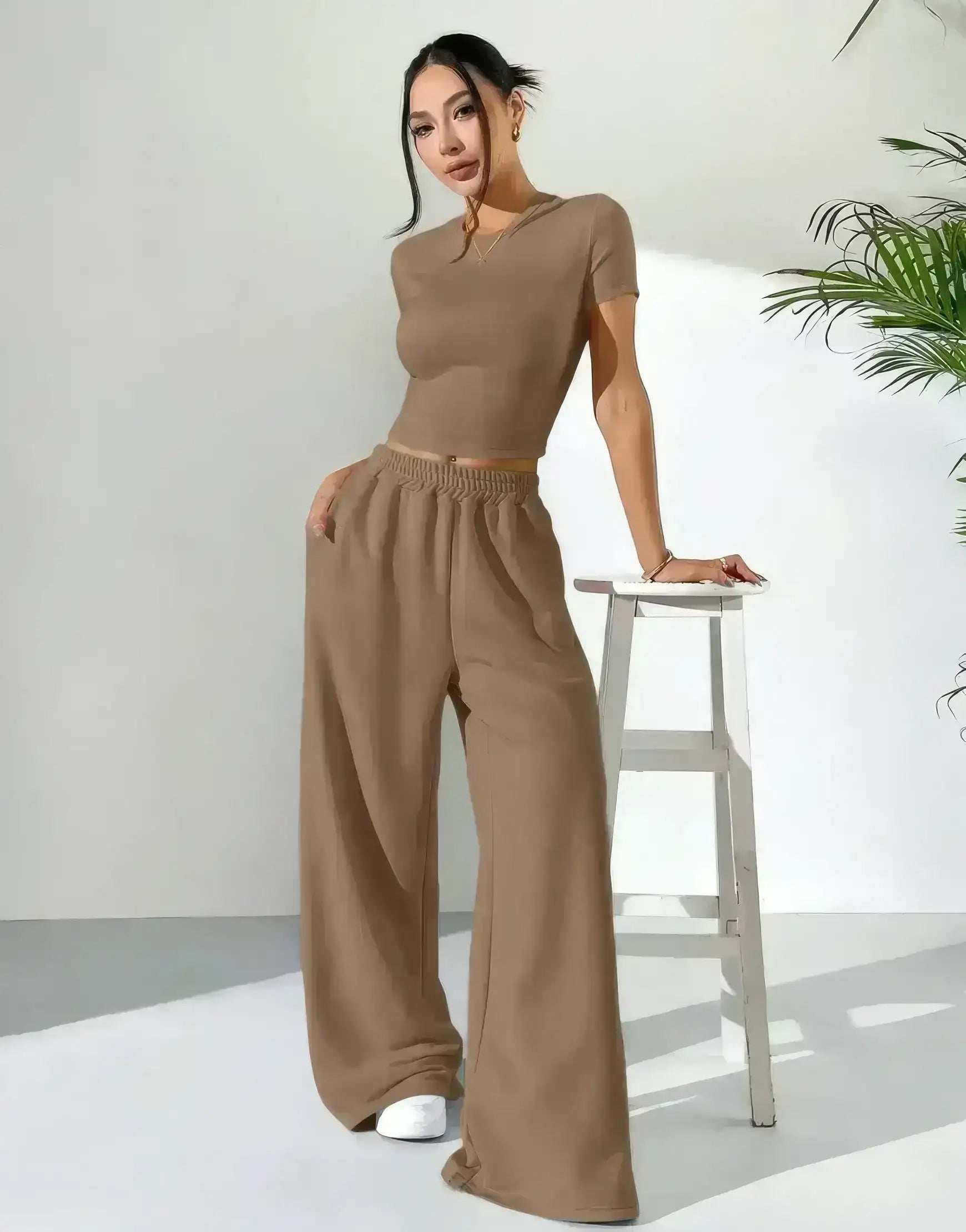 LT1K Fix Belt Wide-Leg Trouser.(Perfect For All Season )
