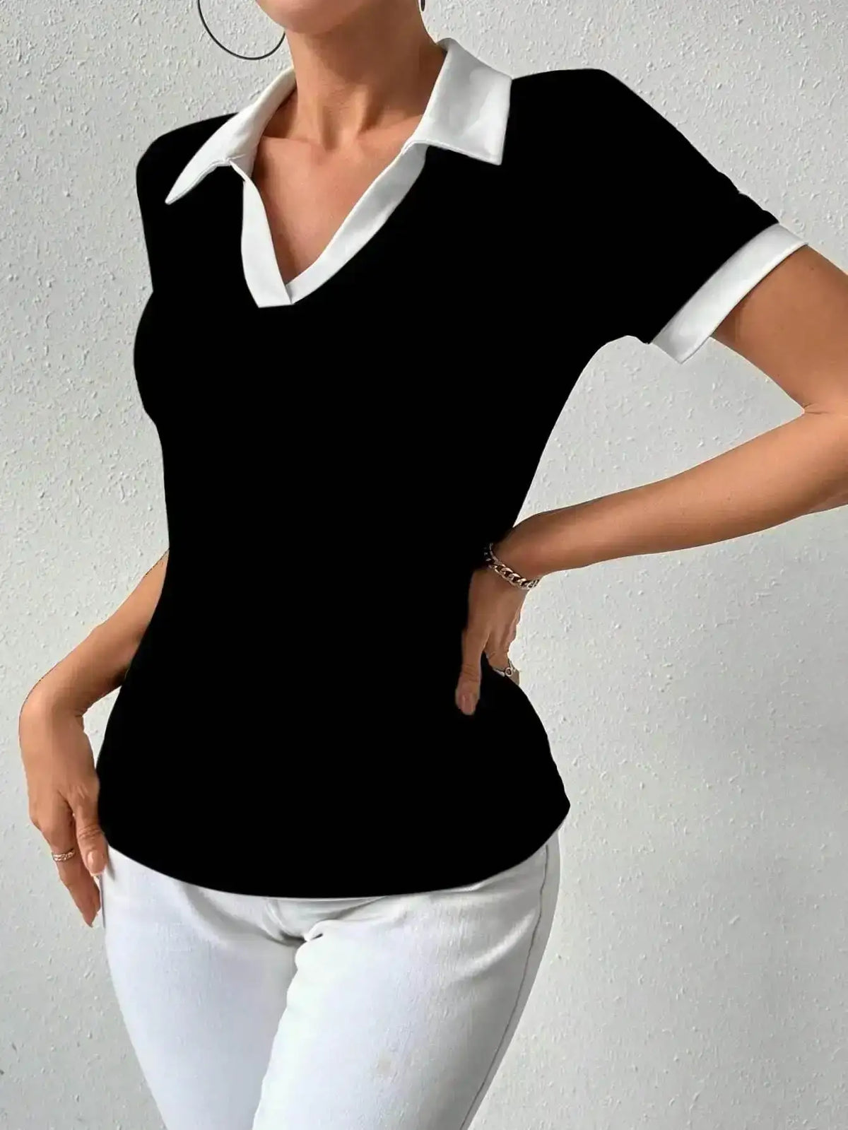 LT1K Essential Contrast Tape Polo Slim T-Shirt.