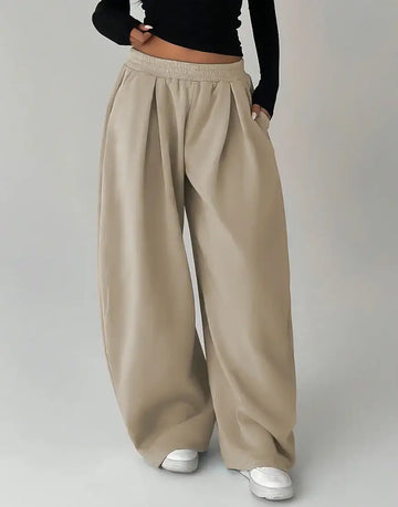 LT1K Sand Pleated Wide-Leg Trouser.(Perfect For All Season).
