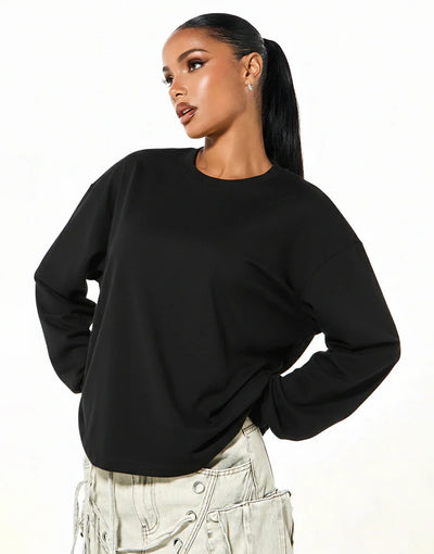 LT1K Black Oversize full Sleeves Top.(Perfect For All Season)
