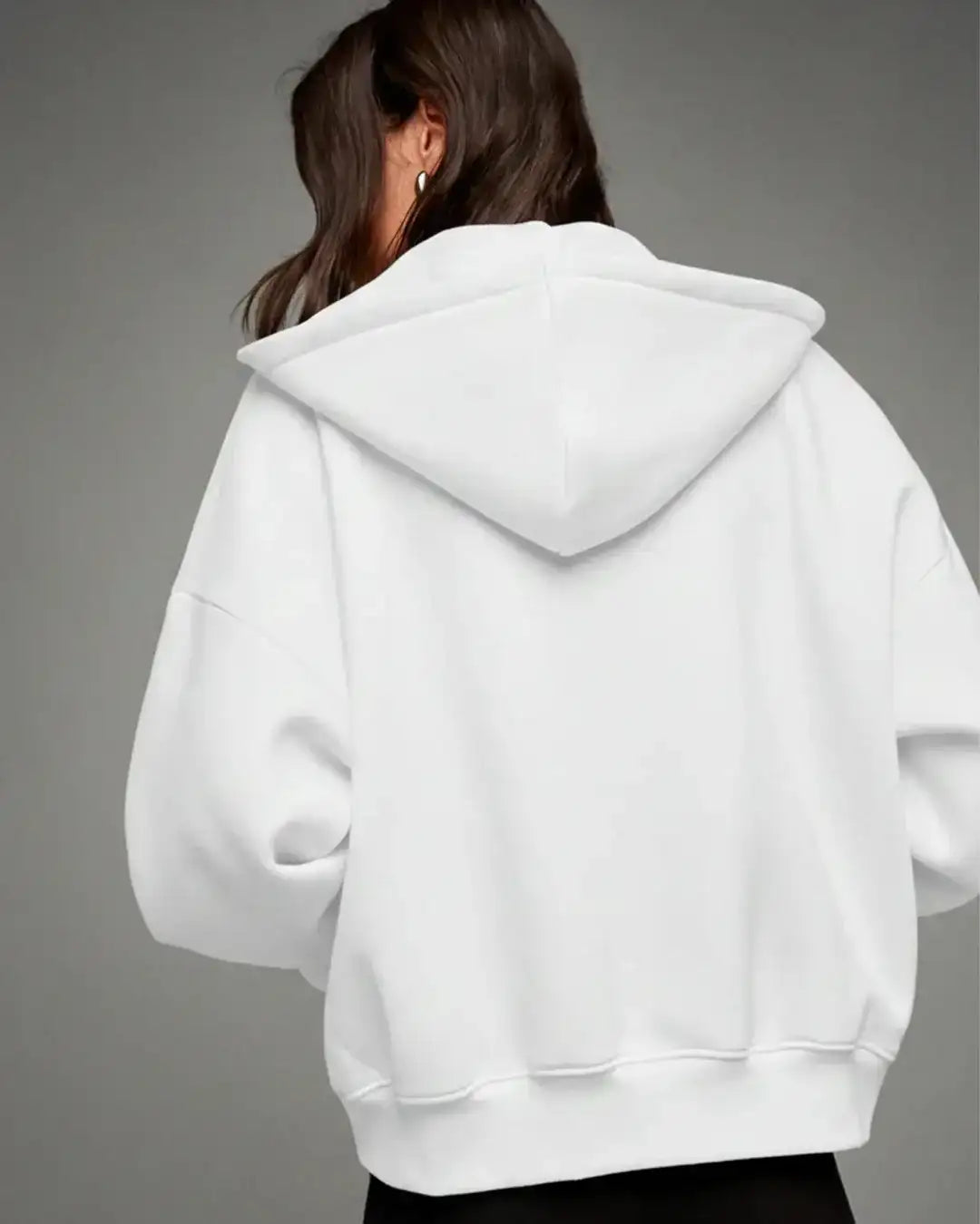 LT1K White Zipper Oversize hoodie.