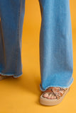 LT1K Light Blue Utility Pocket Wide-Leg Frayed Hem Jeans.