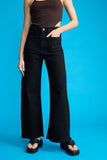 LT1K Black Utility Pocket Wide-Leg Frayed Hem Jeans.