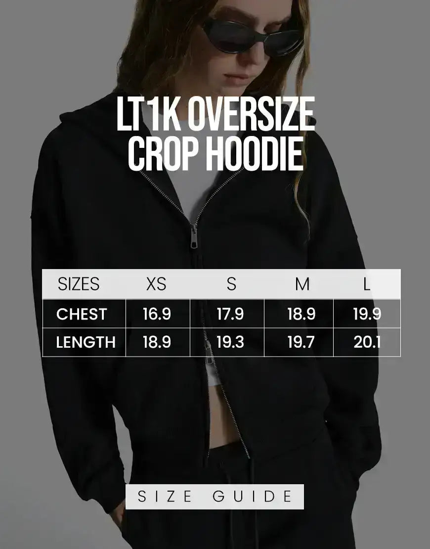 LT1K Sand Zip-Up Oversize Crop hoodie.