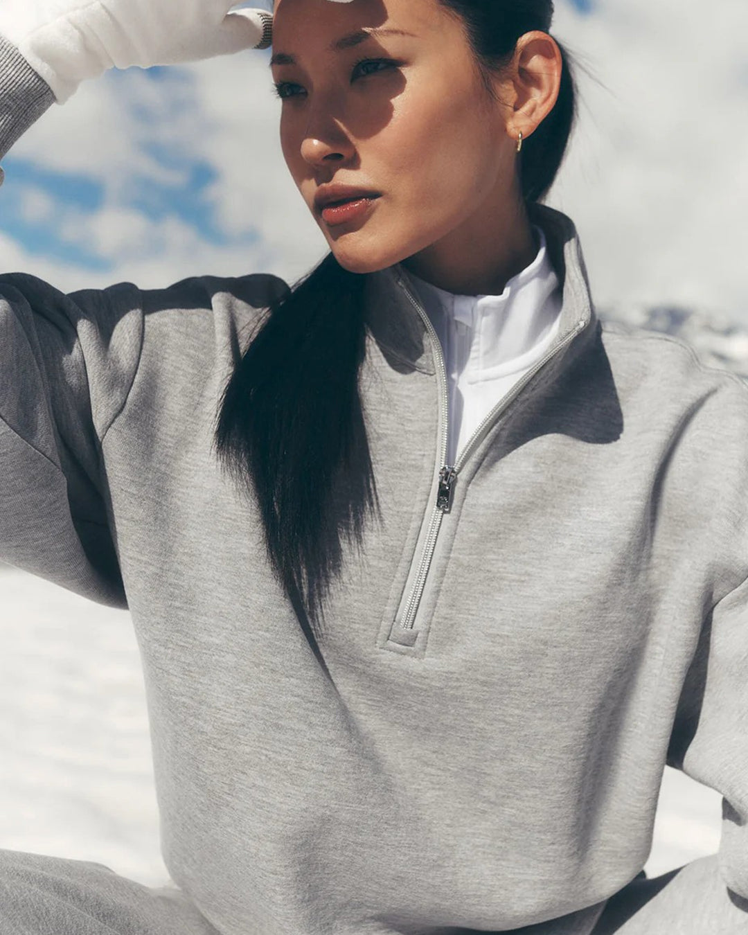 LT1K Grey Oversize Zip-Mock Sweatshirt.