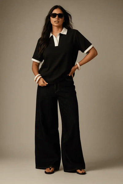 LT1K Essential Black Loose Polo.
