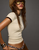 LT1K Slim Sand Contrast T-Shirt