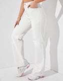 MANGO White High-Waist Loose Leg Jeans