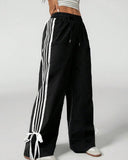 LT1K Pure Black Side Hem Bow Wide-Leg Trouser (Made For Summer).