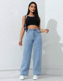 MNG Light-Blue High-Waisted Loose Jeans.