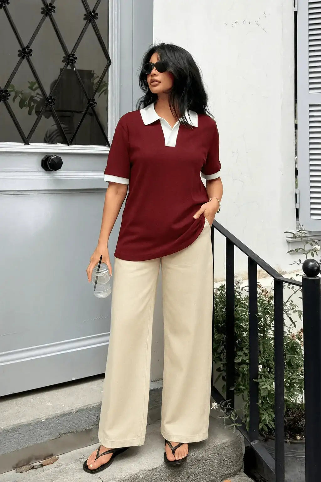 LT1K Essential Maroon Loose Polo. - lessthan1thousand