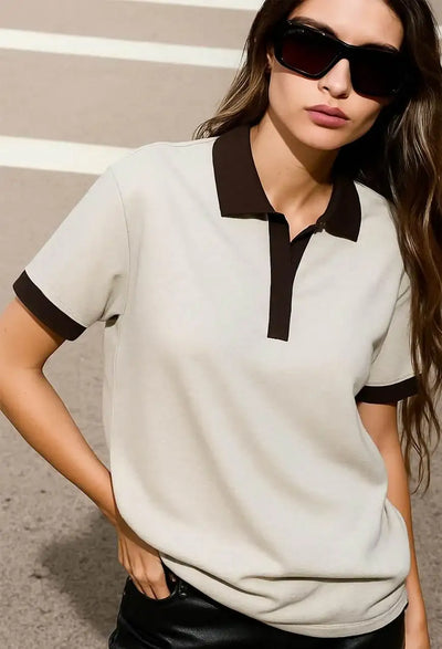 LT1K Essential Sand Loose Polo.