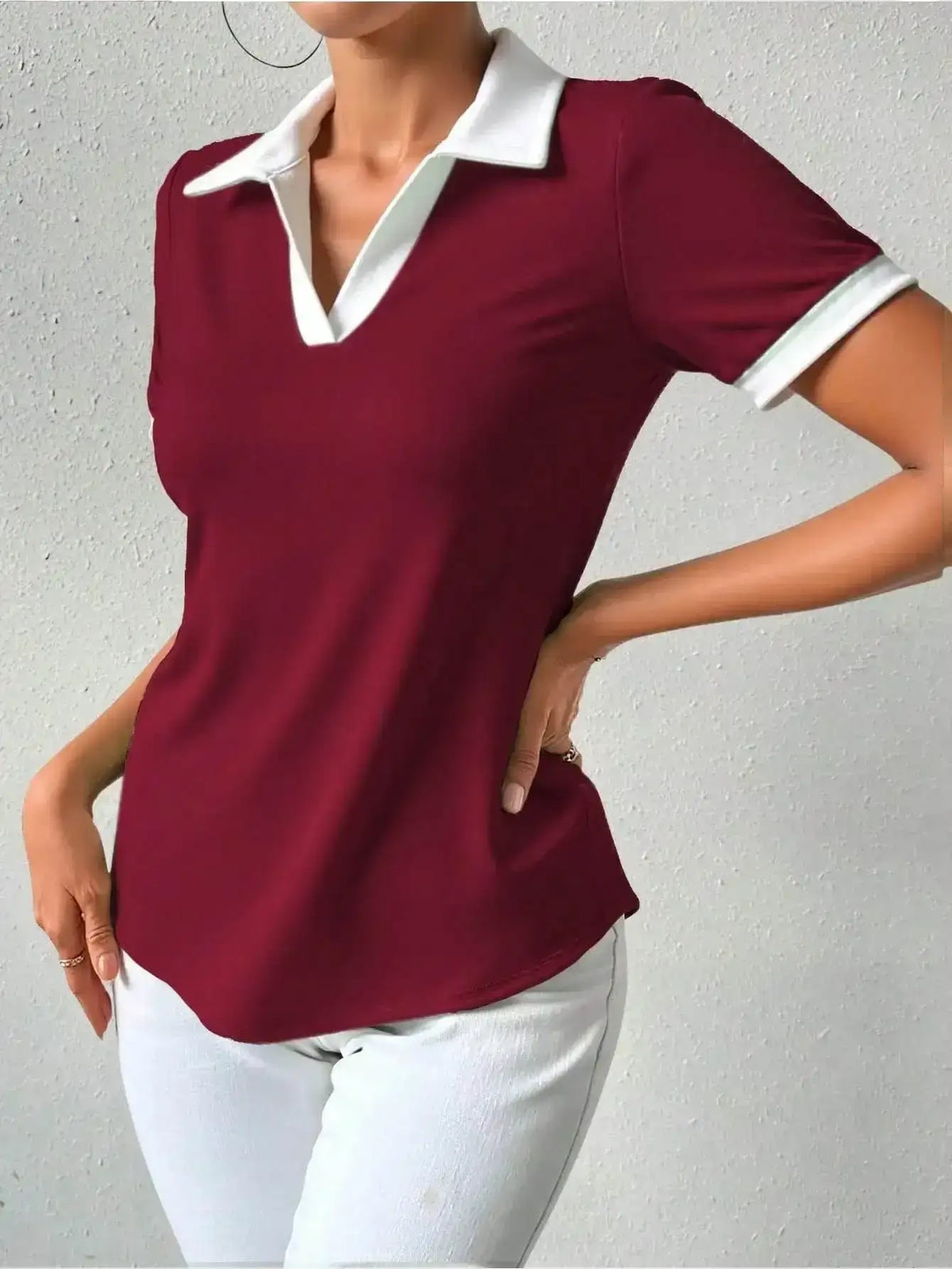 LT1K Essential Contrast Tape Polo Slim T-Shirt.