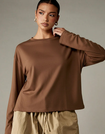 LT1K Brown Oversize full Sleeves Top.(Perfect For All Season)
