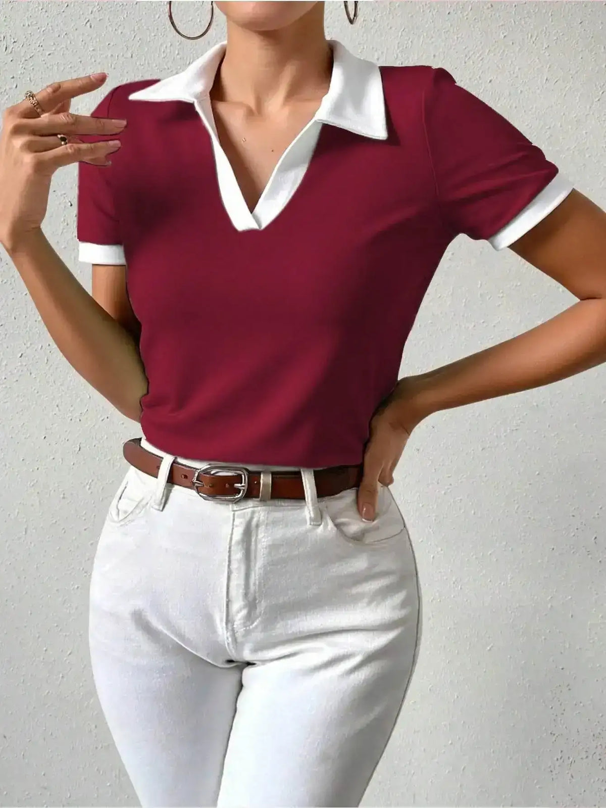 LT1K Essential Contrast Tape Polo Slim T-Shirt.