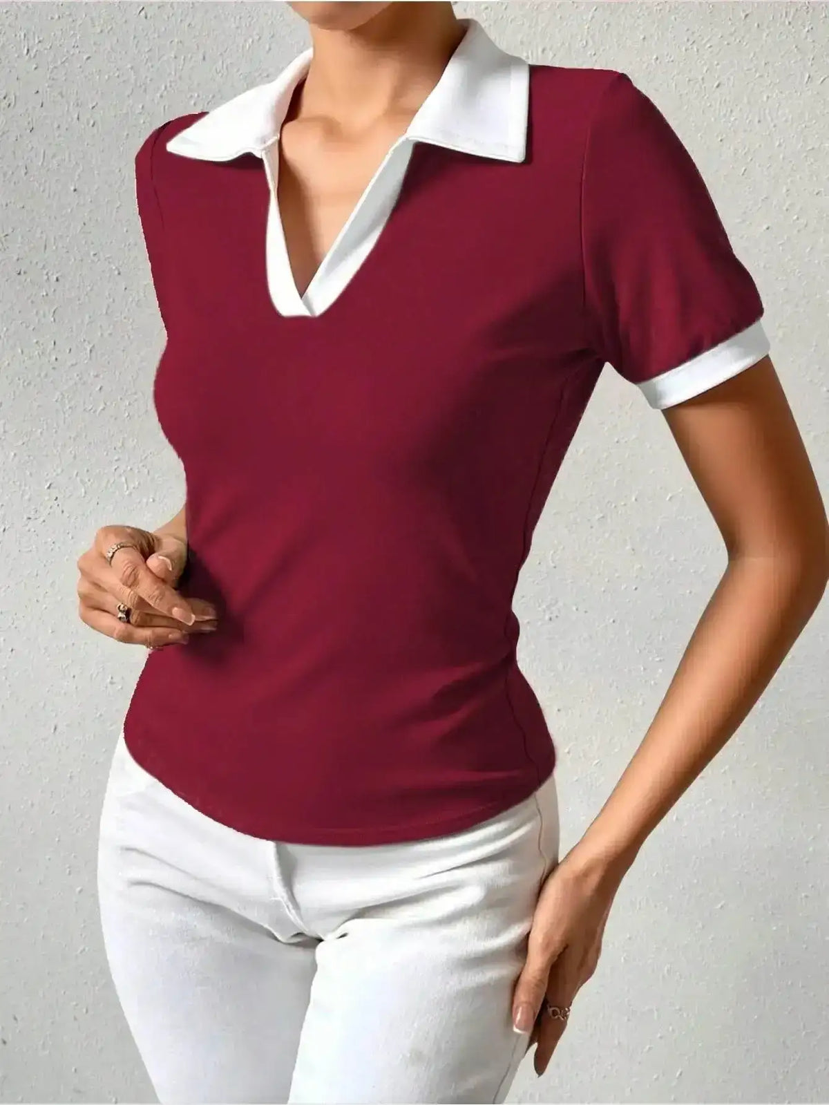 LT1K Essential Contrast Tape Polo Slim T-Shirt.