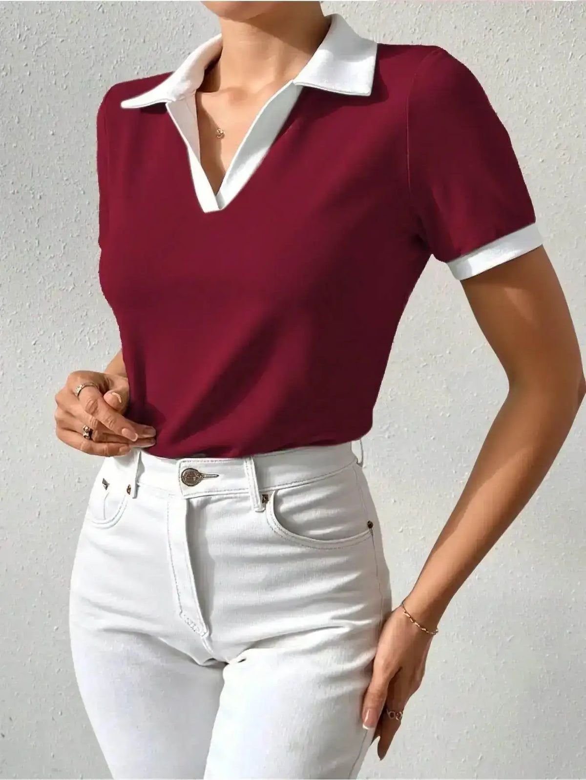 LT1K Essential Contrast Tape Polo Slim T-Shirt.