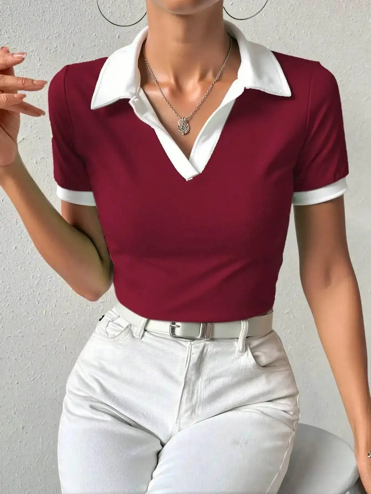 LT1K Essential Contrast Tape Polo Slim T-Shirt.