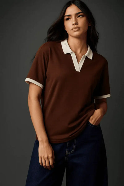 LT1K Essential Brown Loose Polo.
