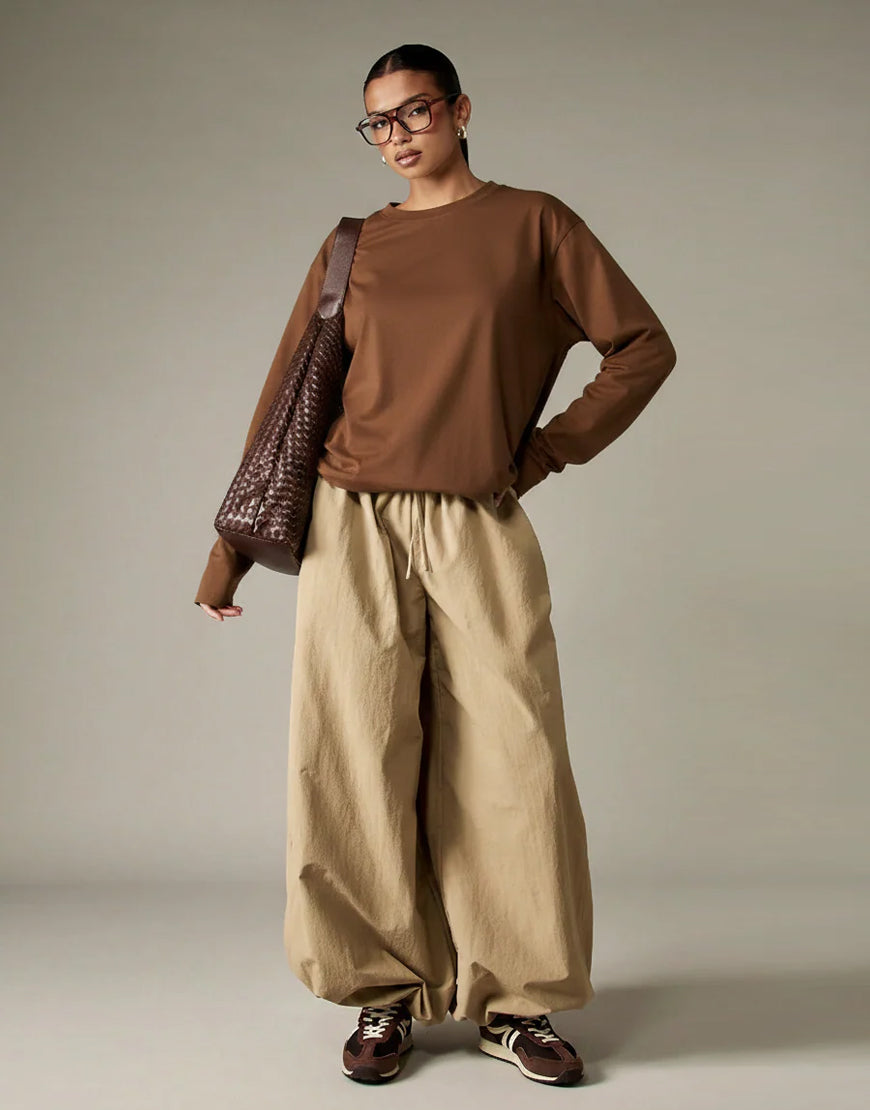 LT1K Brown Oversize full Sleeves Top.(Perfect For All Season)