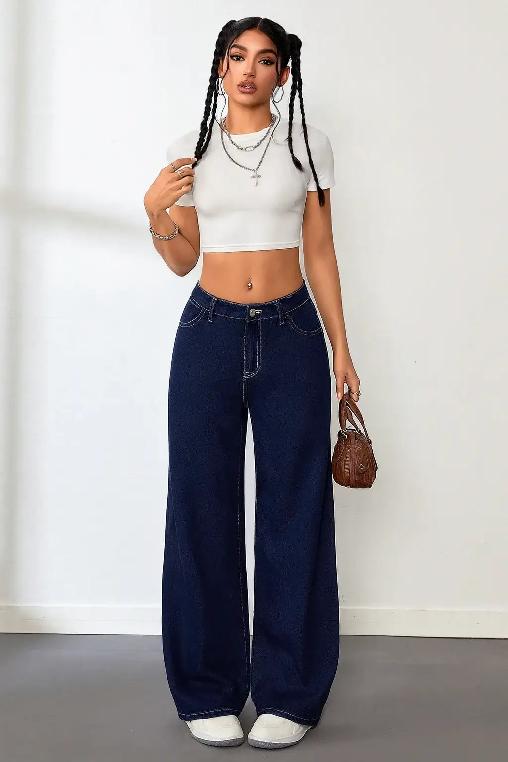 LT1K Dark-Blue Wide Leg Jeans.