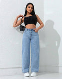 MNG Light-Blue High-Waisted Loose Jeans