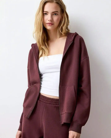 LT1K Maroon Zipper Oversize hoodie.