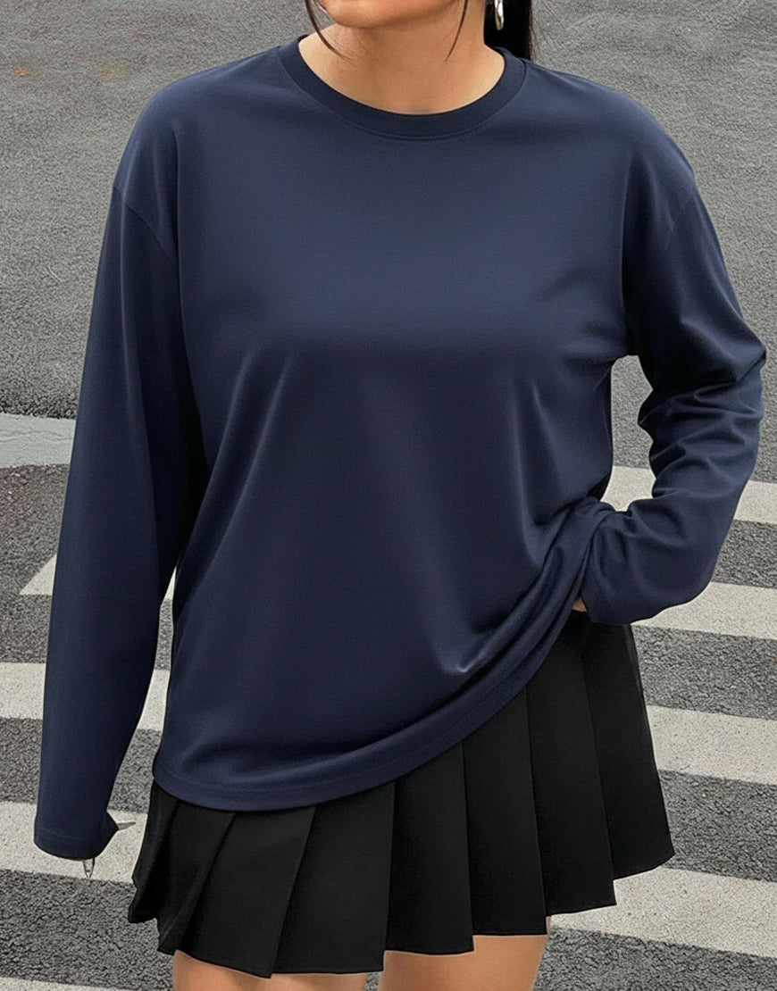 LT1K Navy Blue Oversize full Sleeves Top.(Perfect For All Season)