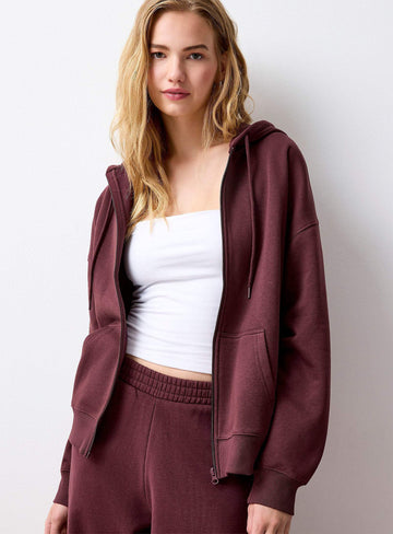 LT1K Maroon Zipper Oversize hoodie.