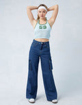 BERSHKA Dark Blue Cargo Wideleg Jeans. - lessthan1thousand