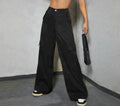 BERSHKA Faded Black Cargo Wideleg Jeans. - lessthan1thousand
