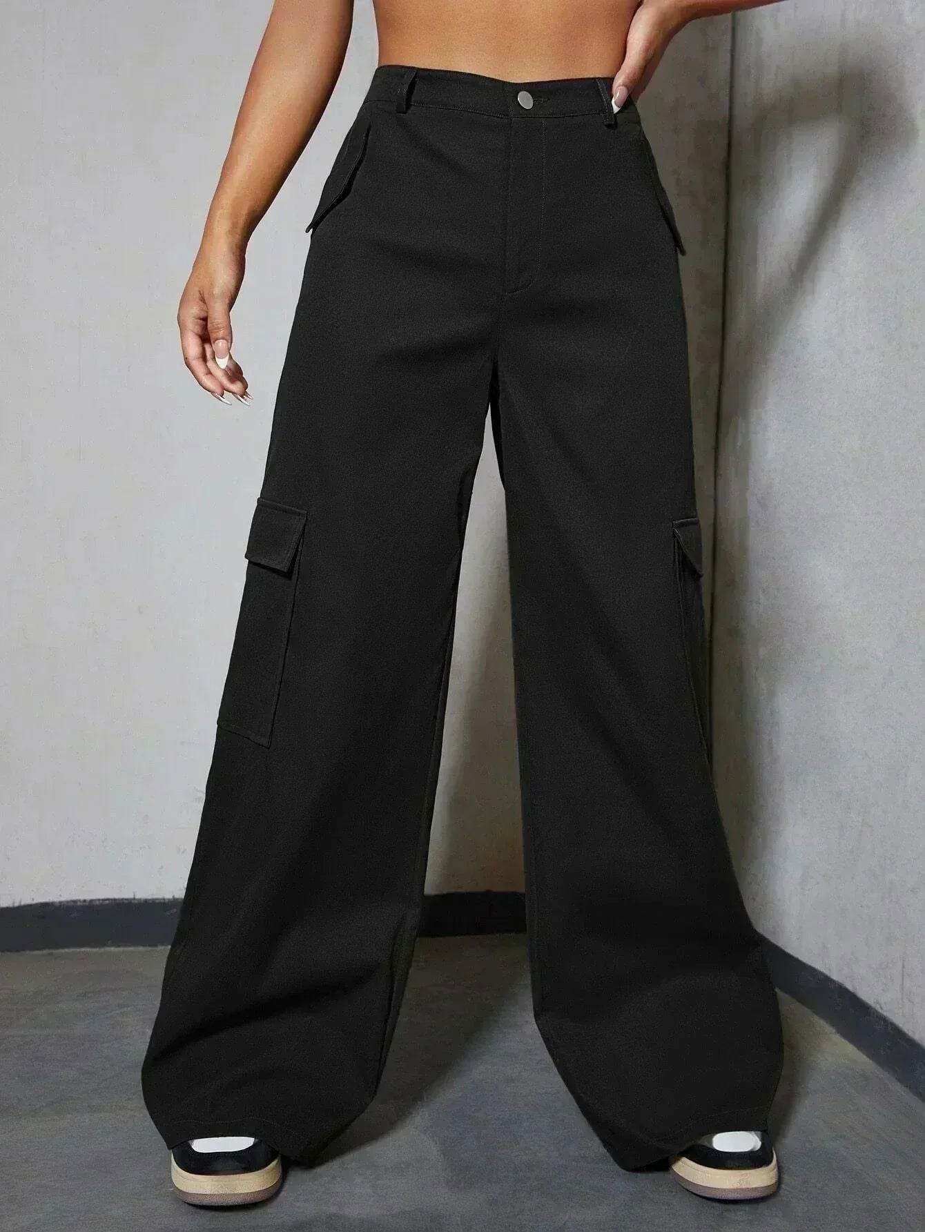 BERSHKA Faded Black Cargo Wideleg Jeans. - lessthan1thousand