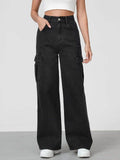 BERSHKA Faded Black Cargo Wideleg Jeans. - lessthan1thousand