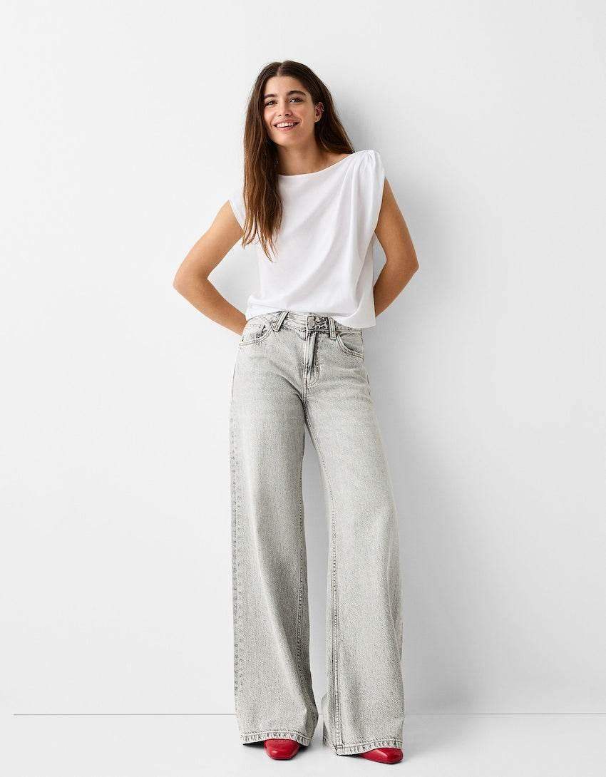 Zara Light Grey Wide-Leg Jeans - lessthan1thousand