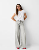 BERSHKA Light Grey Wide-Leg Jeans - lessthan1thousand