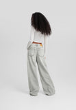 BERSHKA Light Grey Wide-Leg Jeans - lessthan1thousand