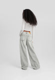 Zara Light Grey Wide-Leg Jeans