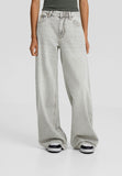 BERSHKA Light Grey Wide-Leg Jeans - lessthan1thousand