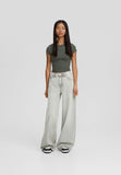 BERSHKA Light Grey Wide-Leg Jeans - lessthan1thousand