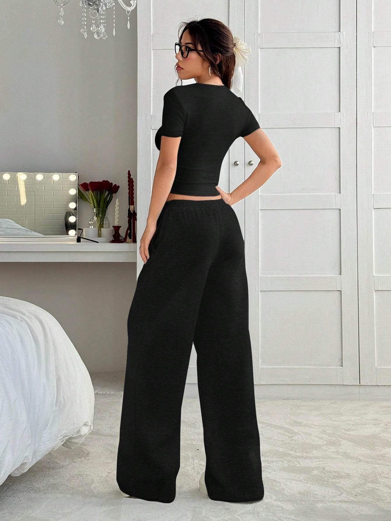 LT1K Fix Belt Wide-Leg Trouser.(Perfect For All Season)