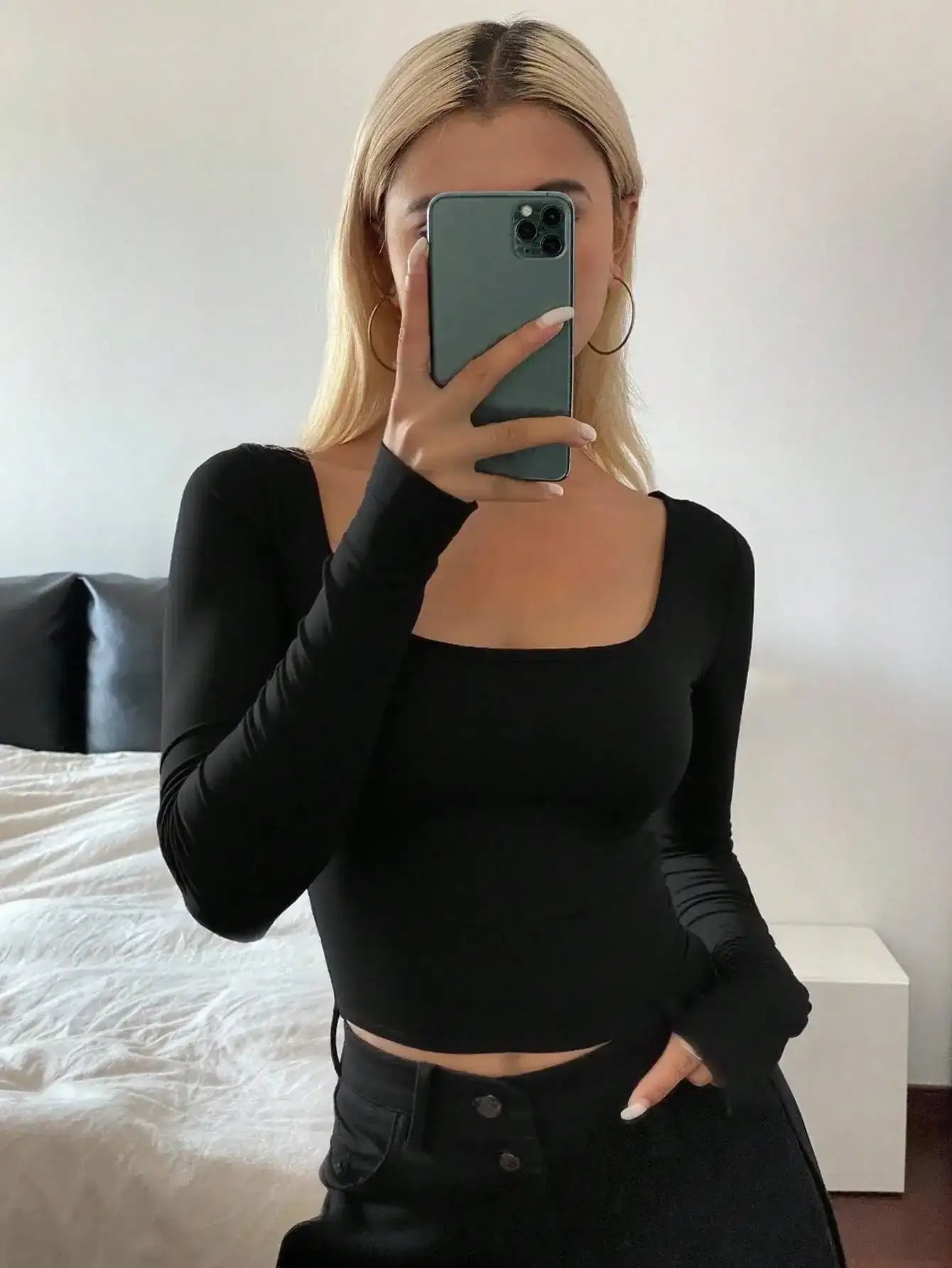 LT1K Full-Sleeves Scoop-Neck Full Sleeve Slim Top.(Perfect For All Season)