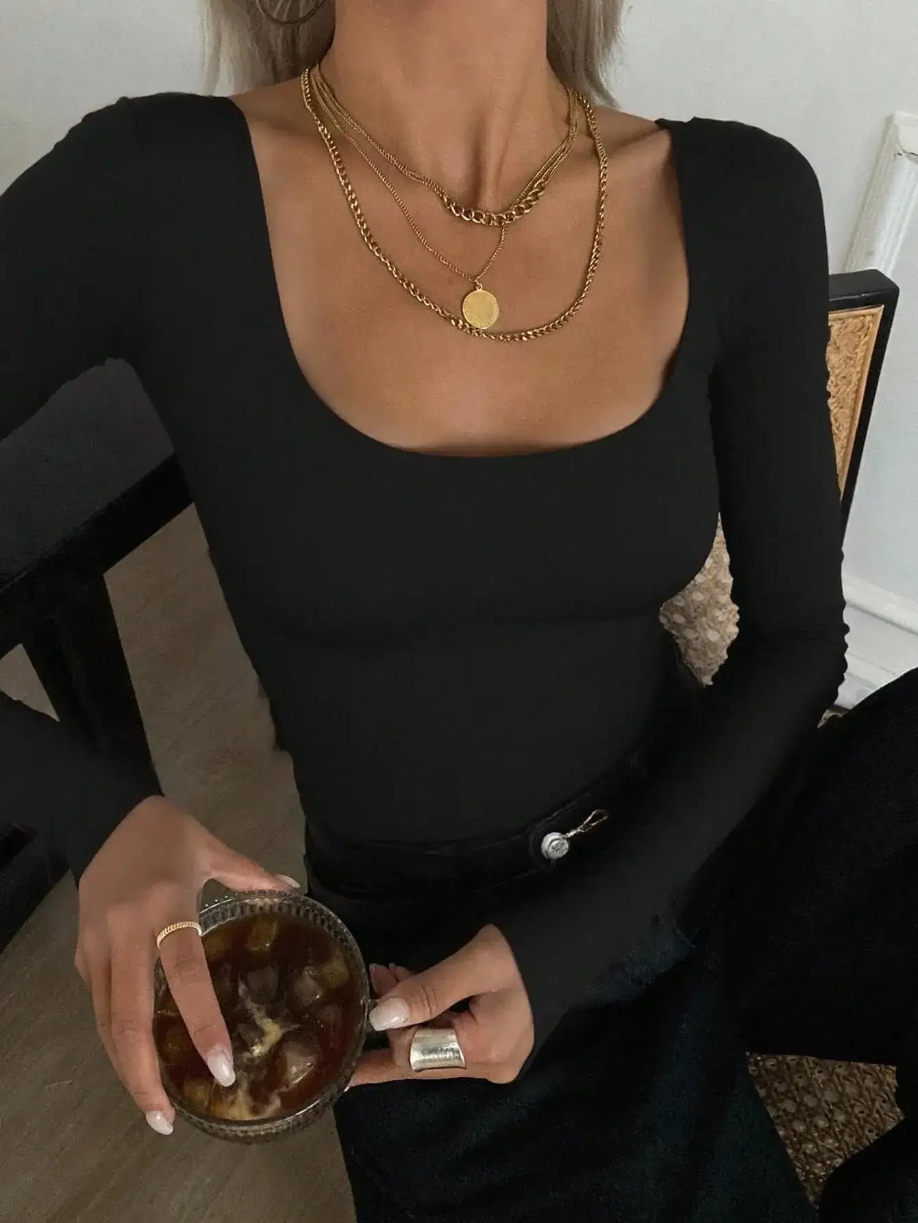LT1K Full-Sleeves Scoop-Neck Full Sleeve Slim Top.(Perfect For All Season)