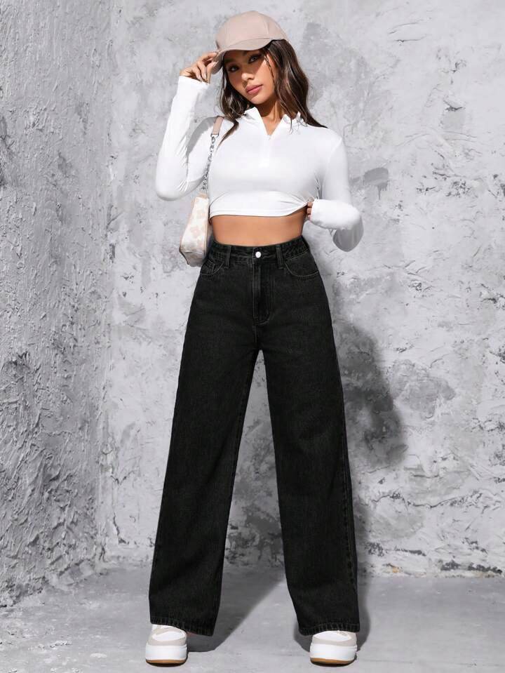 Bershka Black High-Waist Loose  Jeans. - lessthan1thousand