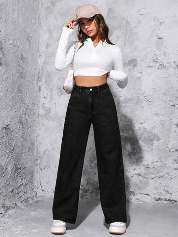 Bershka Black High-Waist Loose  Jeans. - lessthan1thousand