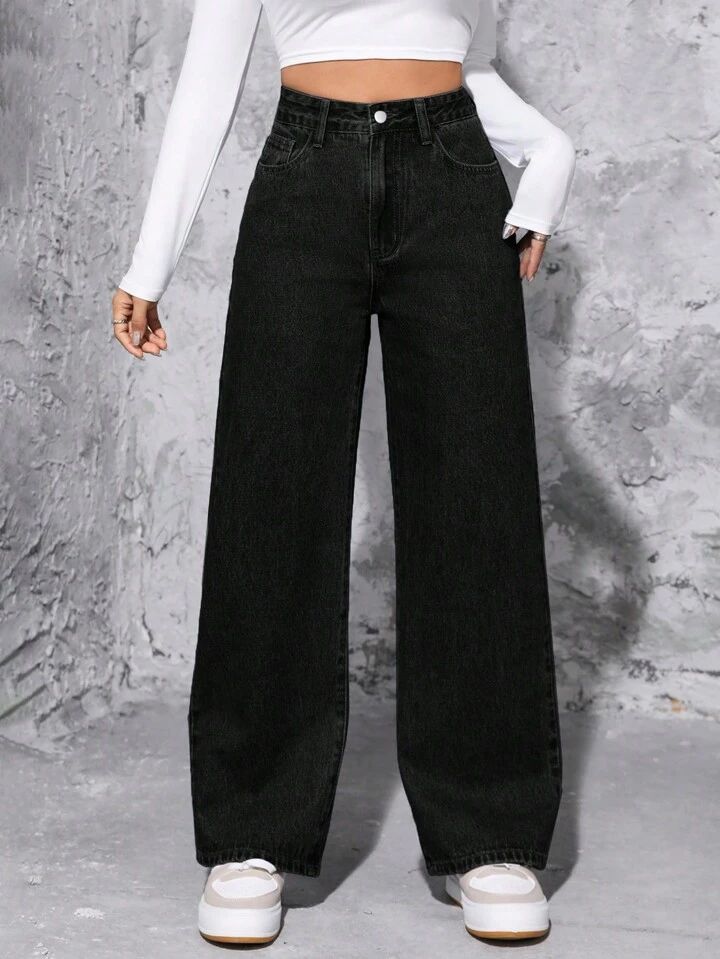 Bershka Black High-Waist Loose  Jeans. - lessthan1thousand