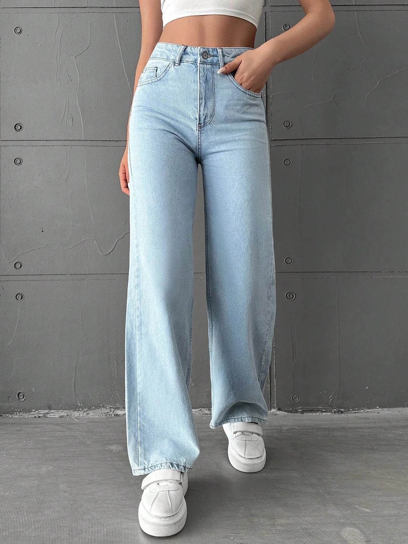 Bershka Light-Blue High-Waisted Loose Jeans - lessthan1thousand