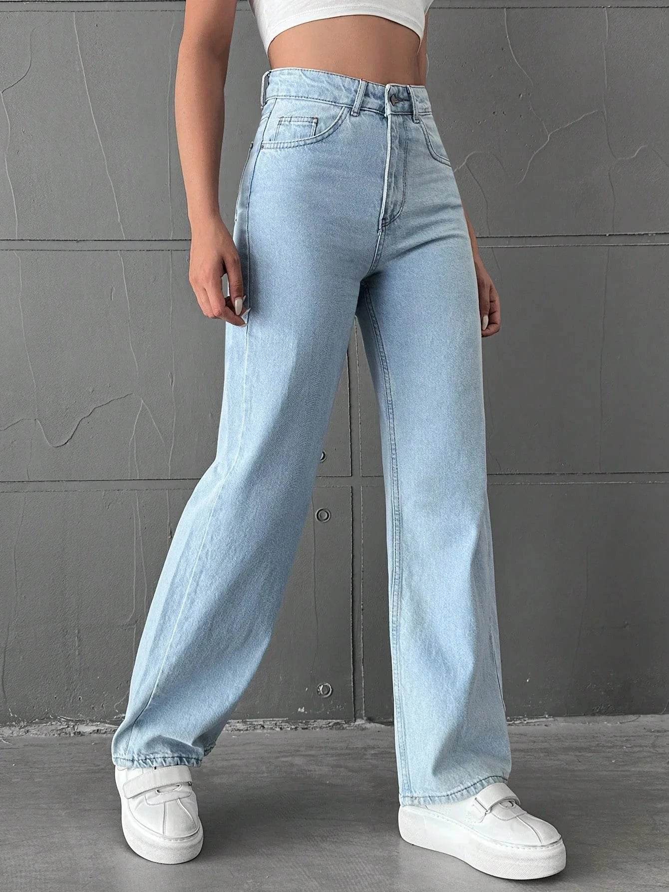 Bershka Light-Blue High-Waisted Loose Jeans - lessthan1thousand